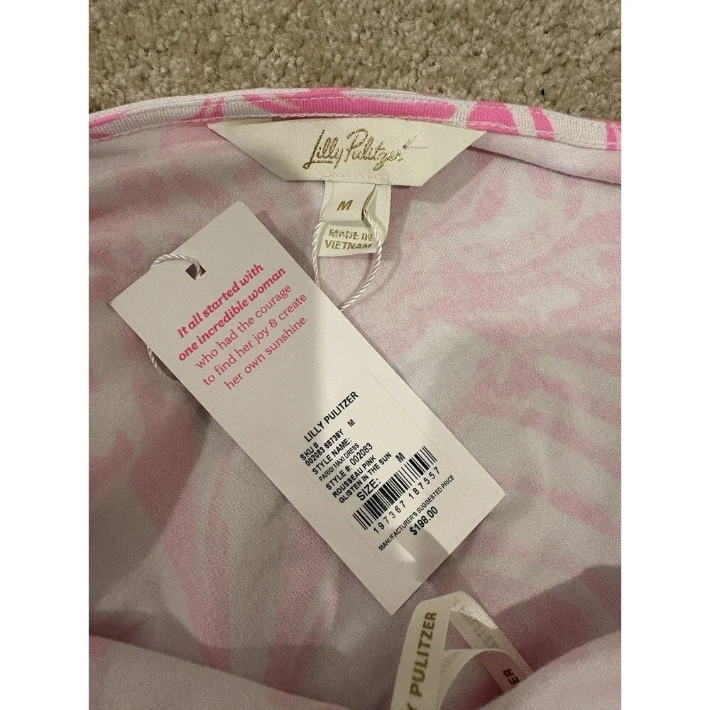 NWT Lilly Pulitzer Parigi Maxi Dress Rousseau Pink Glisten In The Sun Size M - Picture 2 of 8